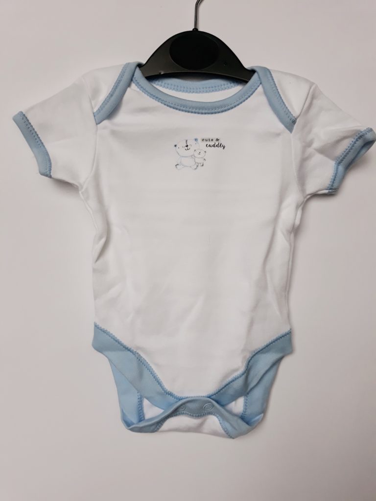 Боди окантовка голубая first size George