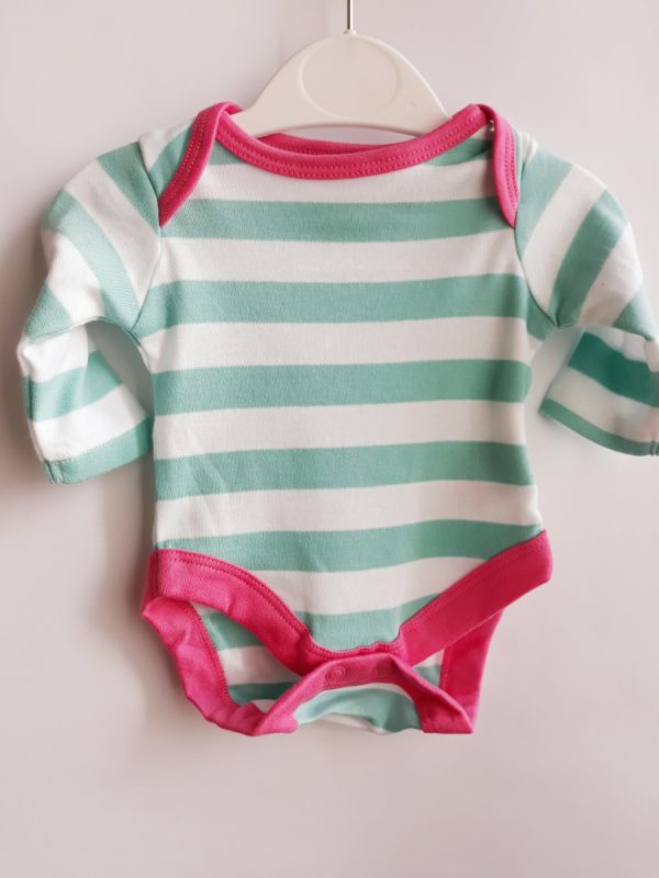 Боди большие зеленые и белые полосы Mothercare