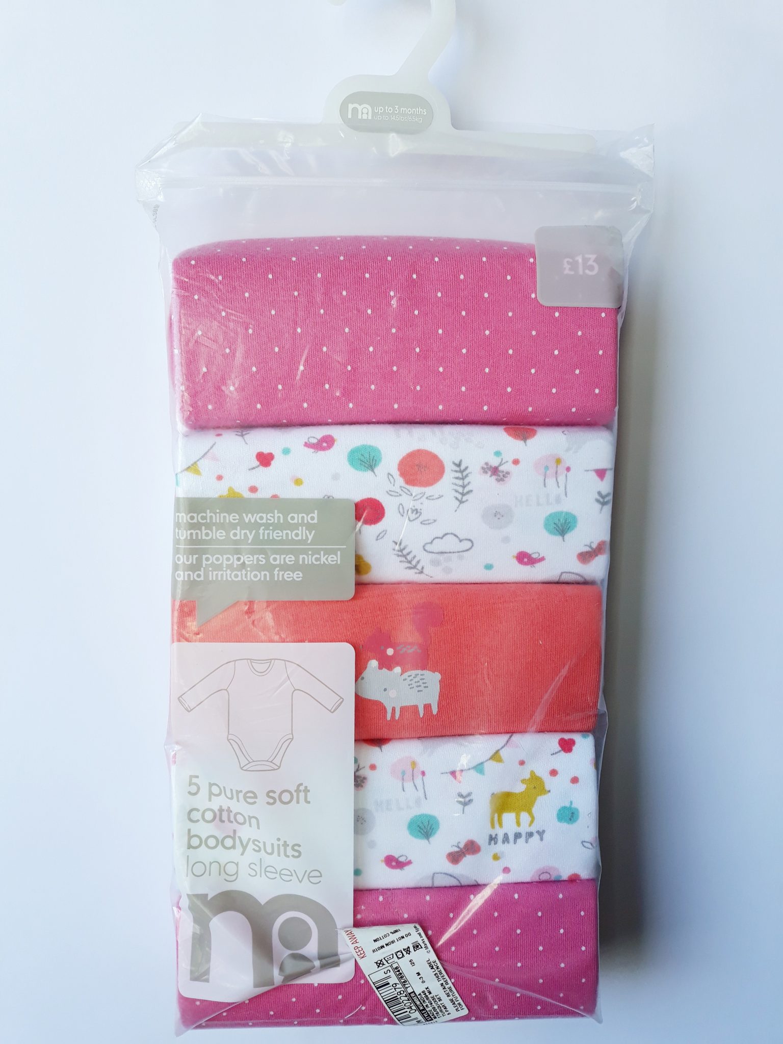 Набір з п'яти боді для дівчинки на 0-3 місяці Mothercare — фото 1