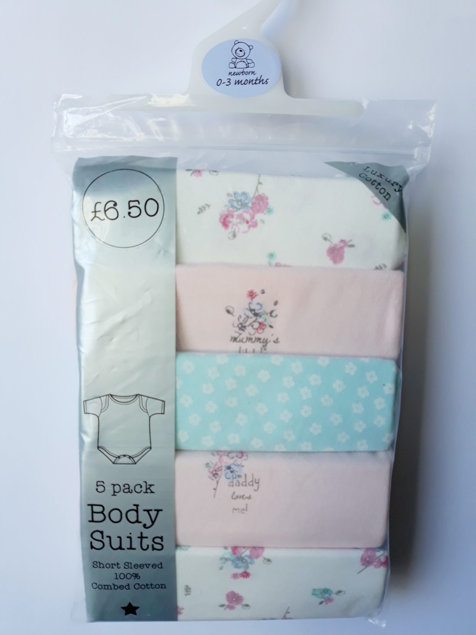 Набір з п'яти боді для дівчинки на 0-3 місяці Matalan — фото 1