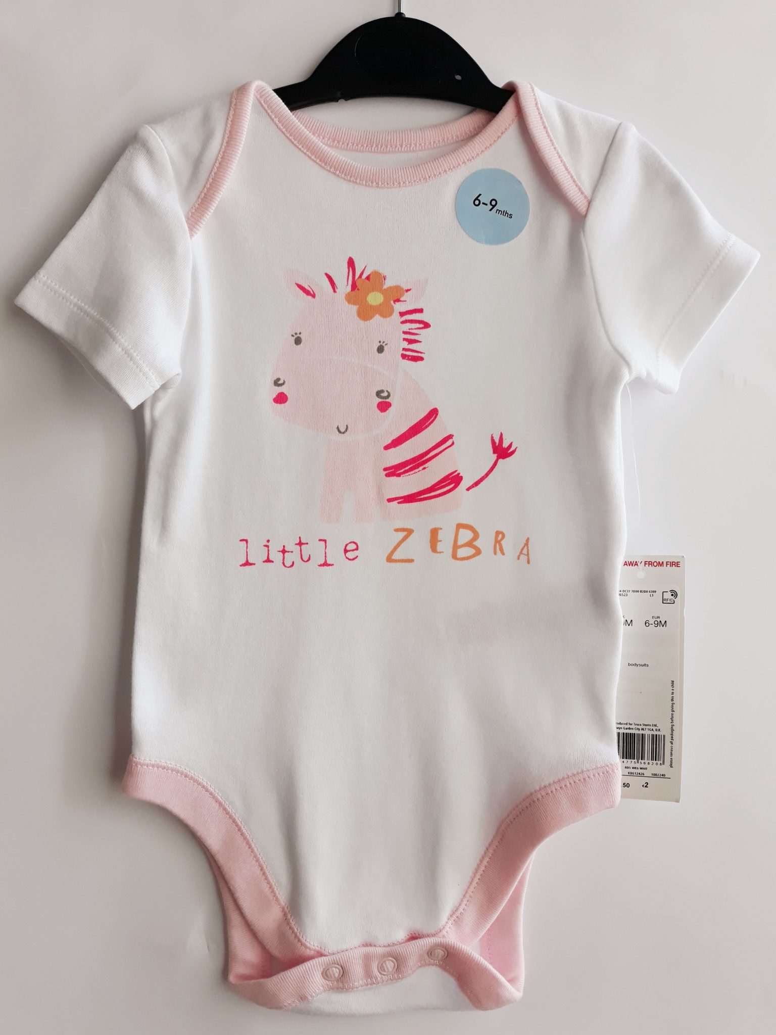 Боді зебра для дівчинки 6-9 місяців Tesco
