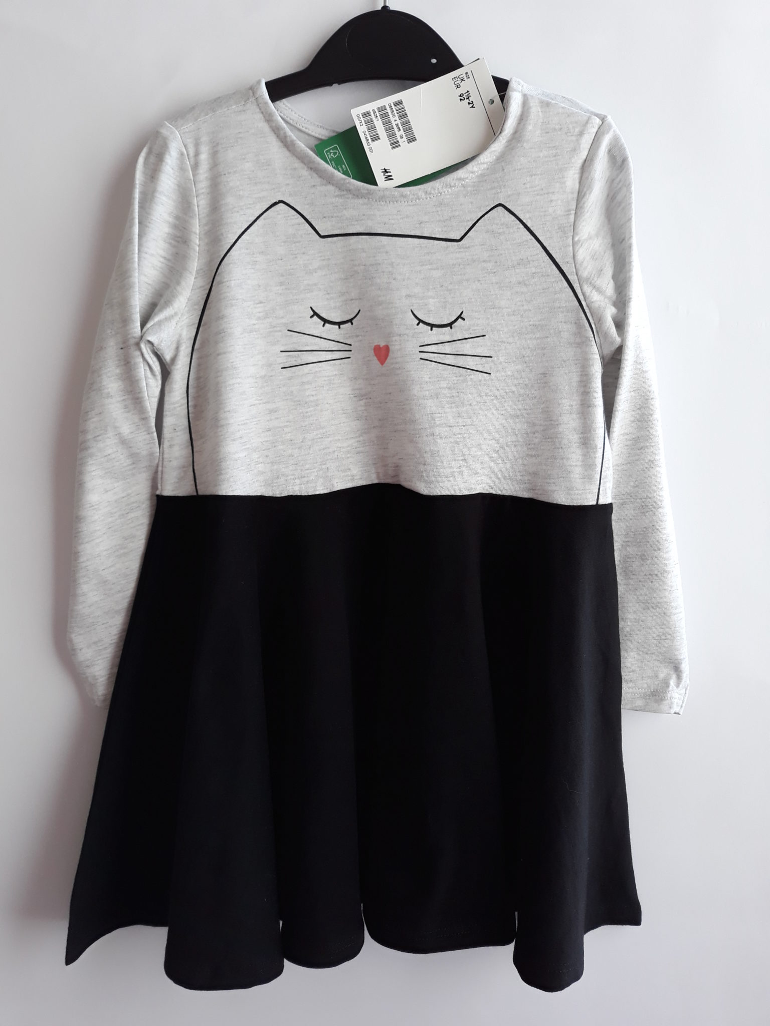 Платье серо черное с котиком H&M