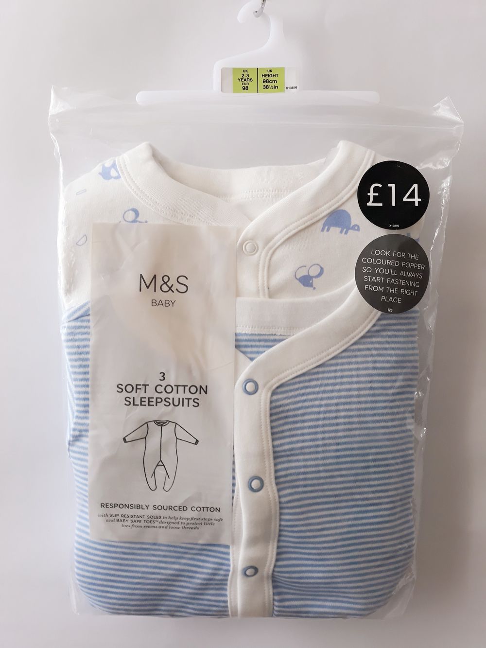 Сліп " Звірята блакитно-білі" для хлопчика на 2-3 роки M&S — фото 1