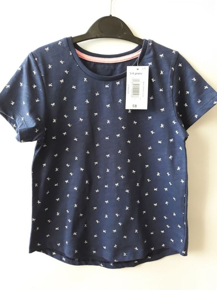 Футболка "Бантики на синьому" для дівчинки на 3-4 років Matalan