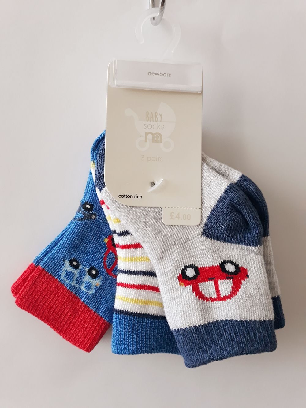 Шкарпетки "Автомобілі" для новонародженого хлопчика Mothercare
