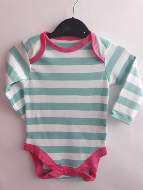Боди зеленая полоса и красная окантовка Mothercare