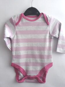 Боди серый с розовой полосой и окантовкой Mothercare