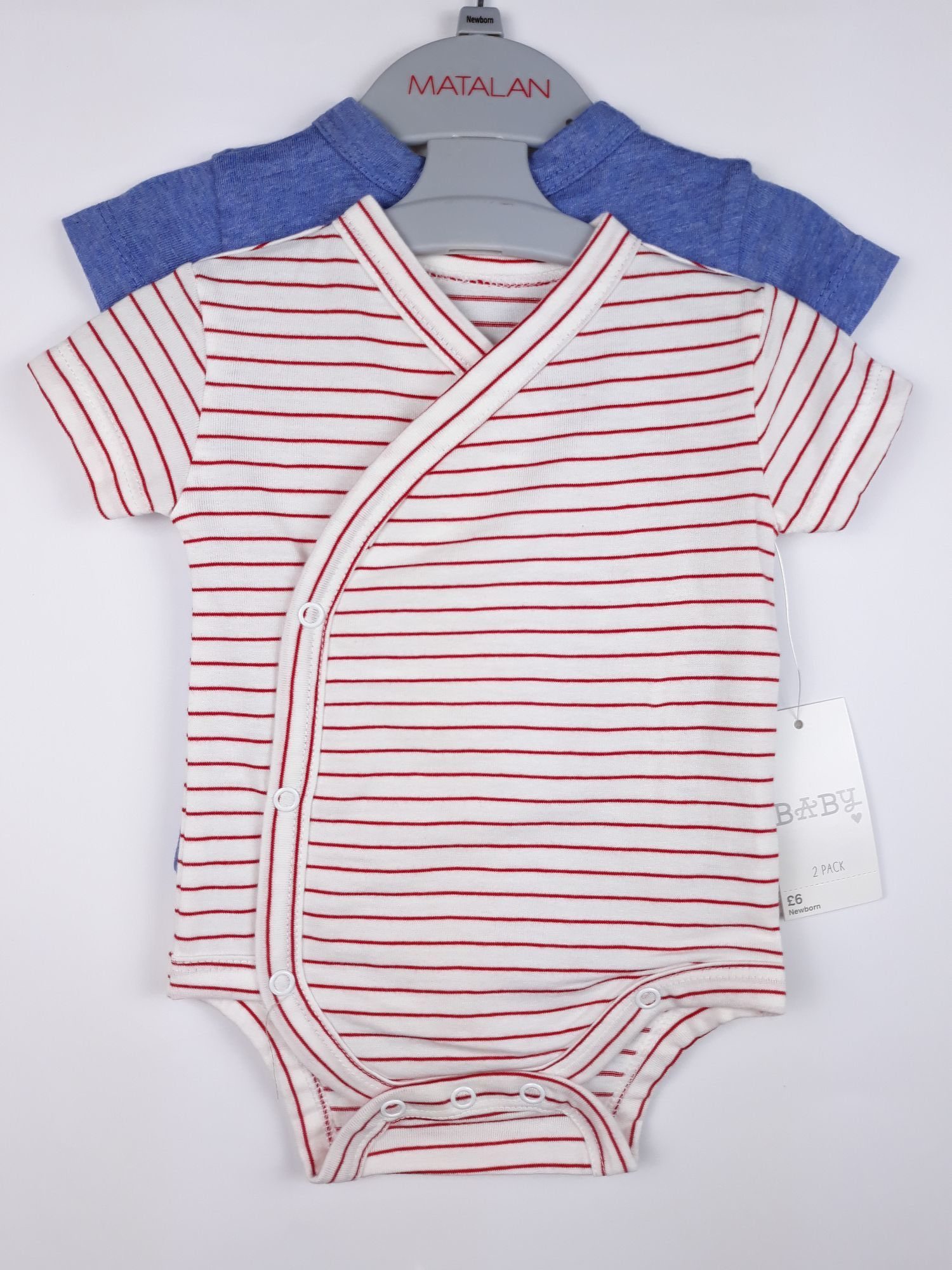 Набір з двох боді "У рожеву стрічку та синій" для хлопчика Newborn Matalan — фото 1