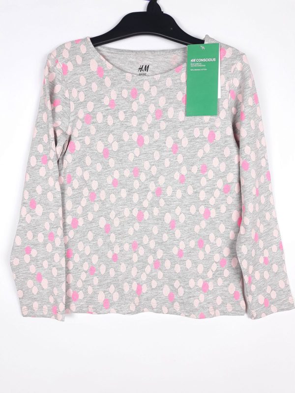Реглан серый с розовыми каплями H&M