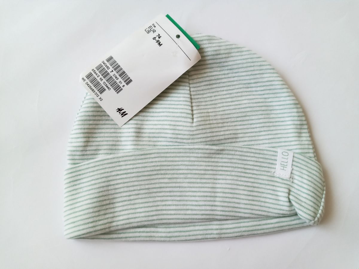 Шапочка у білу та зелену смужку H&M — фото 1