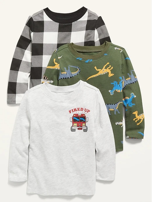 Набір з трьох регланів білий в клітинку і з динозаврами Old Navy