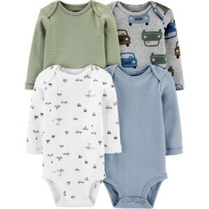 Набор боди зеленого и синего цвета с машинками Carter's