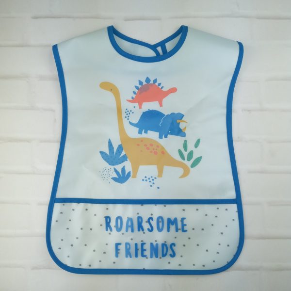 Слинявчик блакитного кольору з динозаврами  TU