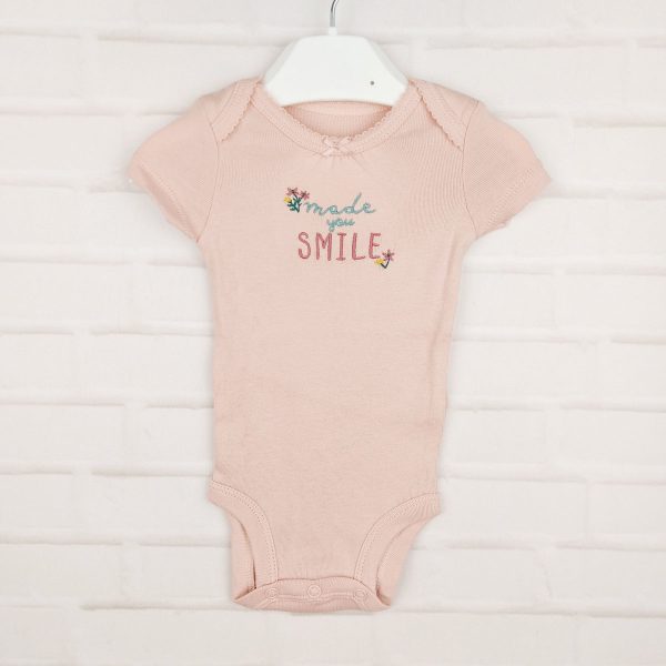 Боди розовый с надписью и цветами Carter's