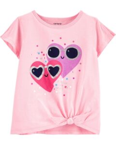 Футболка розовая с веселыми сердцами Carter's