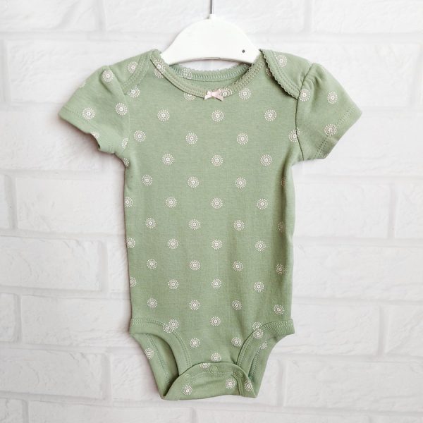 Боди зеленый с белыми цветами Carter's