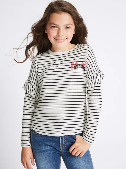 Футболка серая с красными цветами M&S