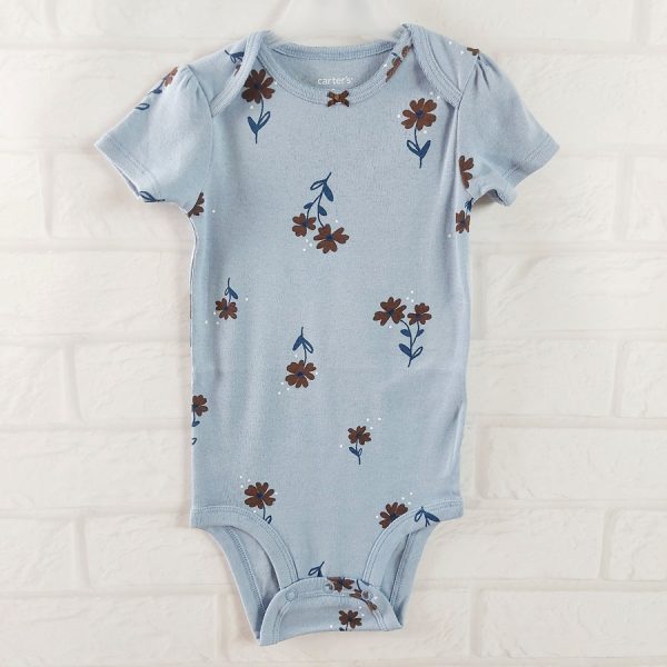 Боди голубой с коричневыми цветами Carter's