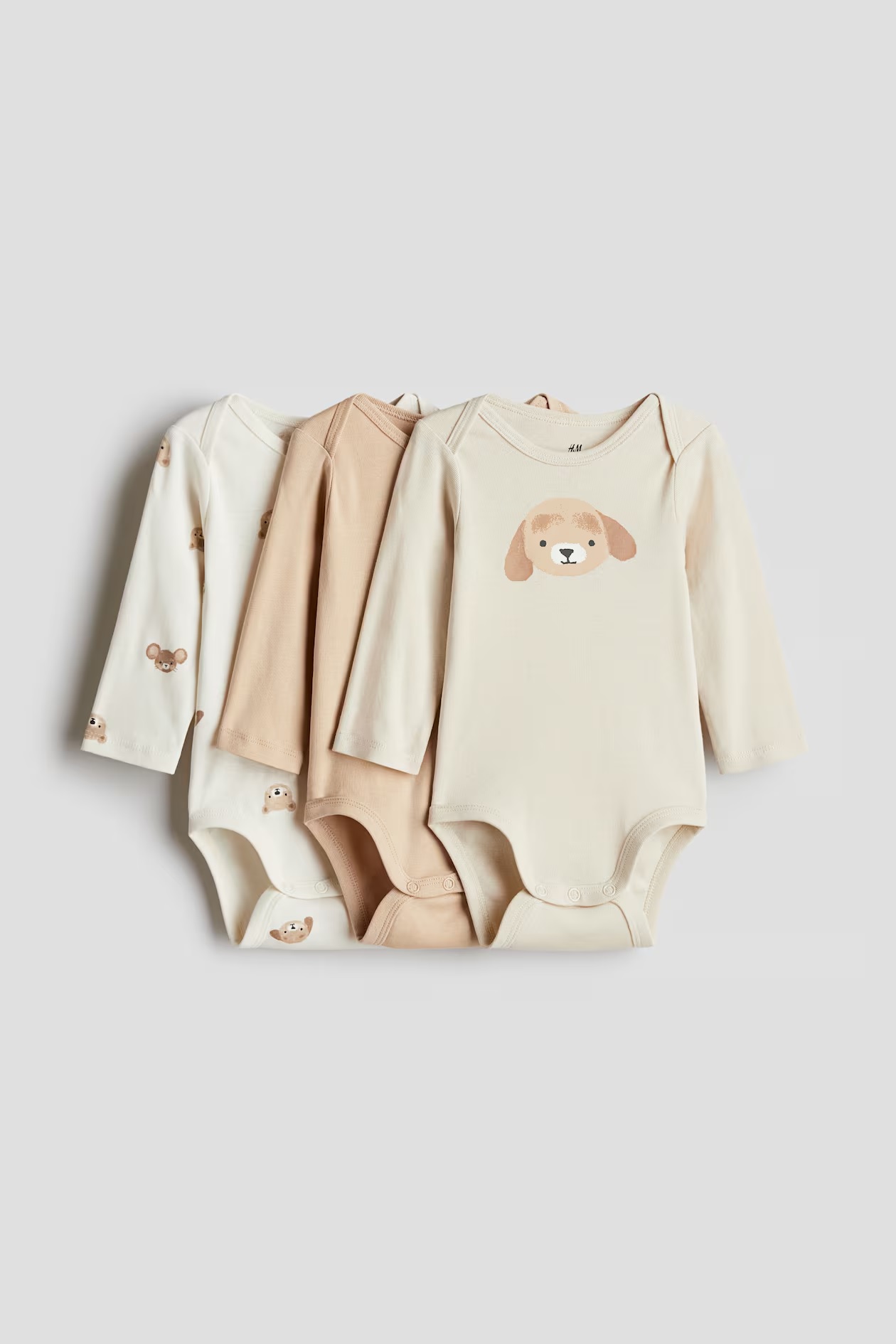 3 боді бежевих з тваринками H&M
